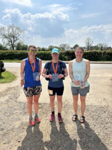 Women's marathon podium: Charlene Bennett, winner Jo Marshall and Rebecca Pearson