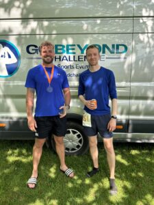 Men's marathon podium: Bradley Washford and George Stingemore. Winner Chris Holmes is absent